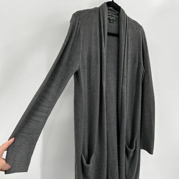 BAREFOOT DREAMS Bamboo Chic Lite Gray Long Open Cardigan Sweater Size Small - Picture 6 of 8